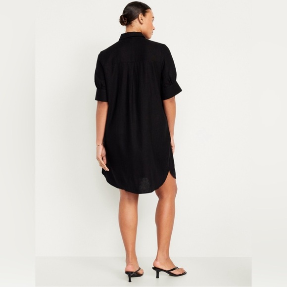 NWT! Black Linen-Blend Shirt Dress - Multiple Sizes💛 - Picture 5 of 10